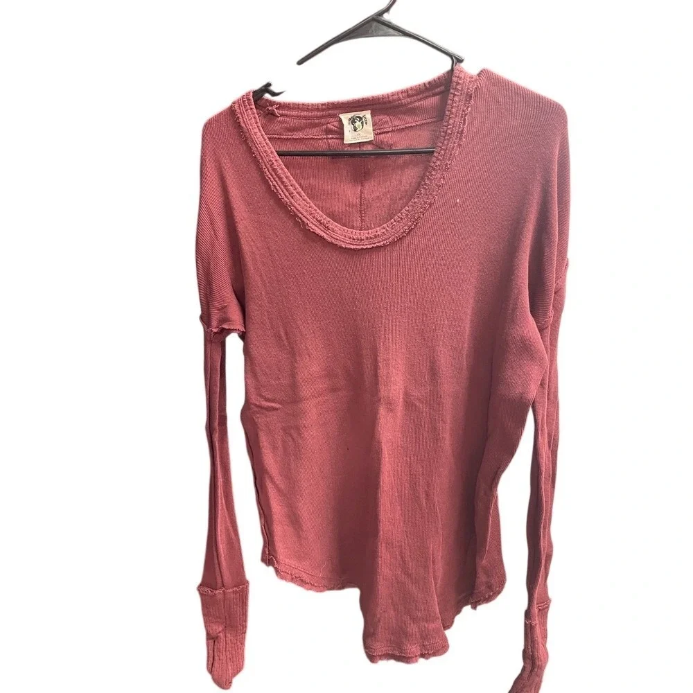 Free People Thermal Top Raw‎ Hem Long Sleeve Tunic Top Casual Comfy XS- 2 Tops - Picture 3 of 11